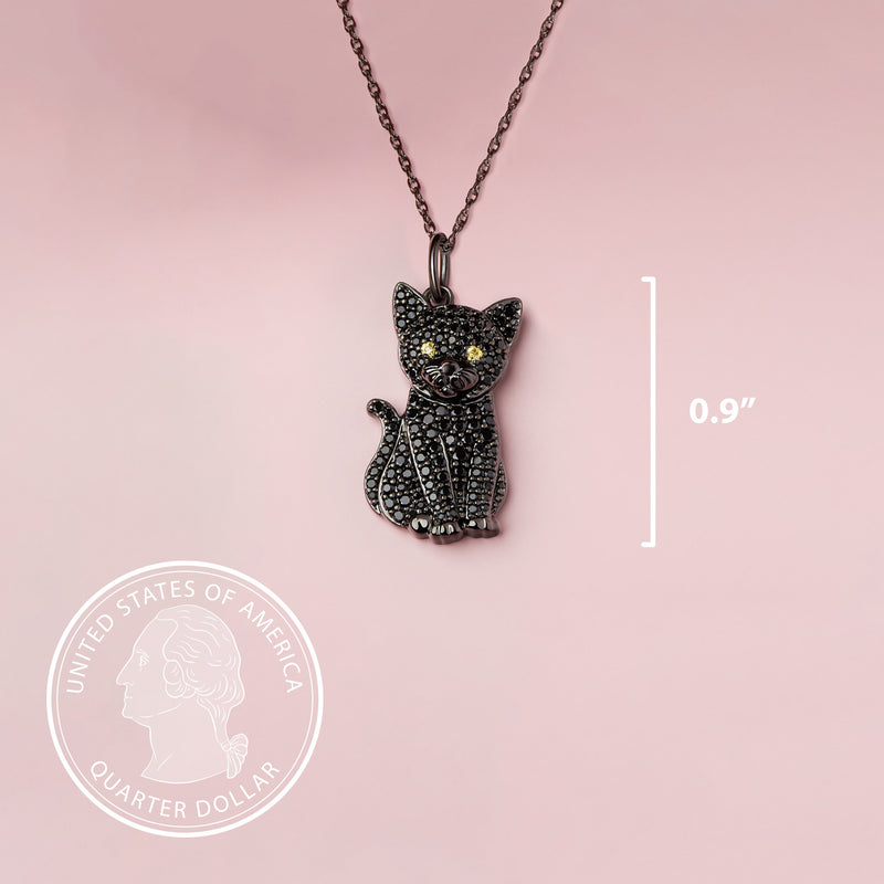 Cat Sterling Silver Pendant Necklace