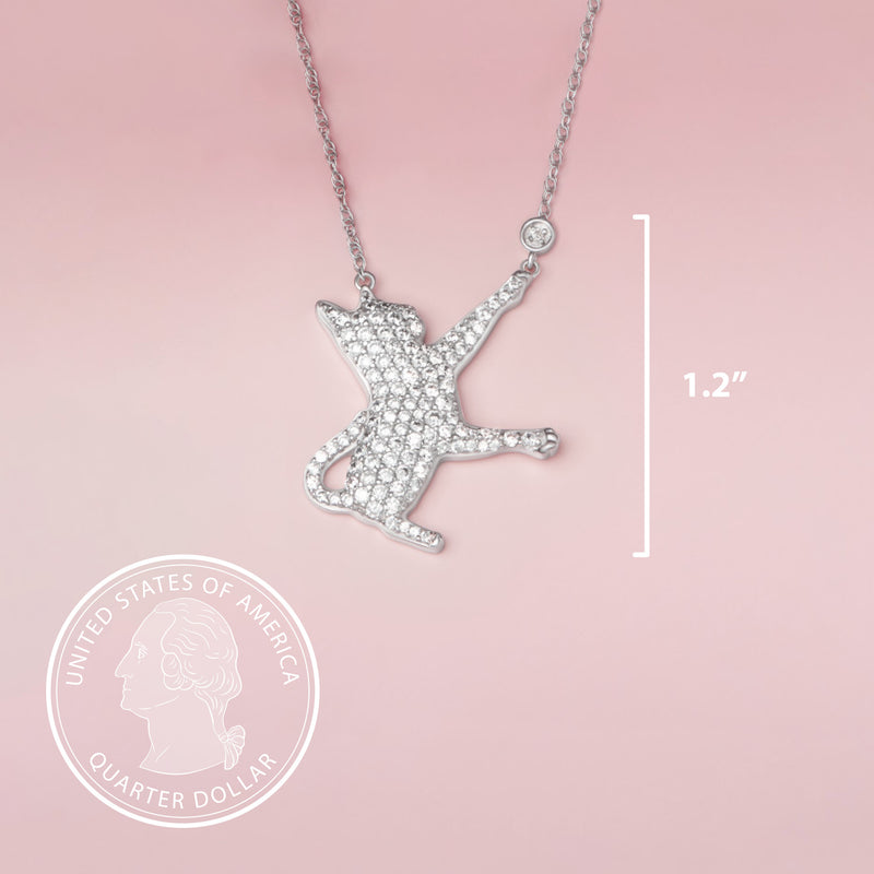 Playful Kitten Sterling Silver Pendant Necklace