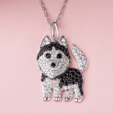 Siberian Husky Sterling Silver Pendant Necklace