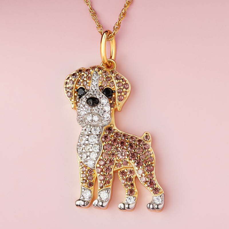 Solid 925 Sterling Bull Dog Pendant Necklace Iced Gold Silver Necklace Hip  Hop