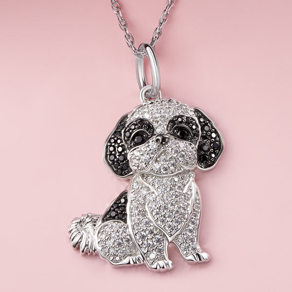 Shih Tzu Sterling Silver Pendant Necklace