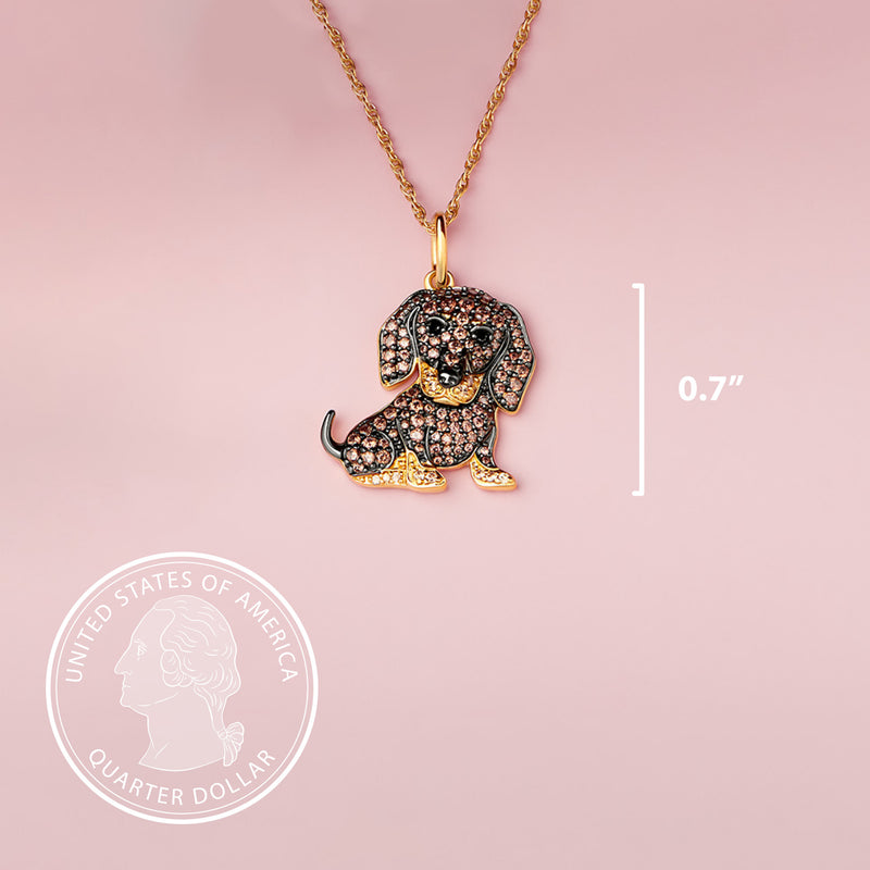 Dachshund Sterling Silver Pendant Necklace