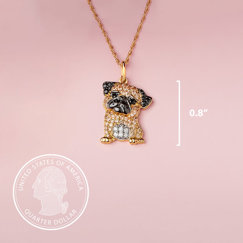 Pug Sterling Silver Pendant Necklace