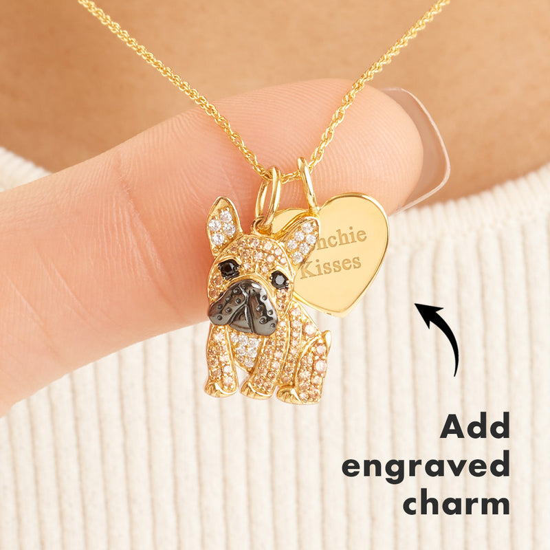 French Bulldog Sterling Silver Pendant Necklace