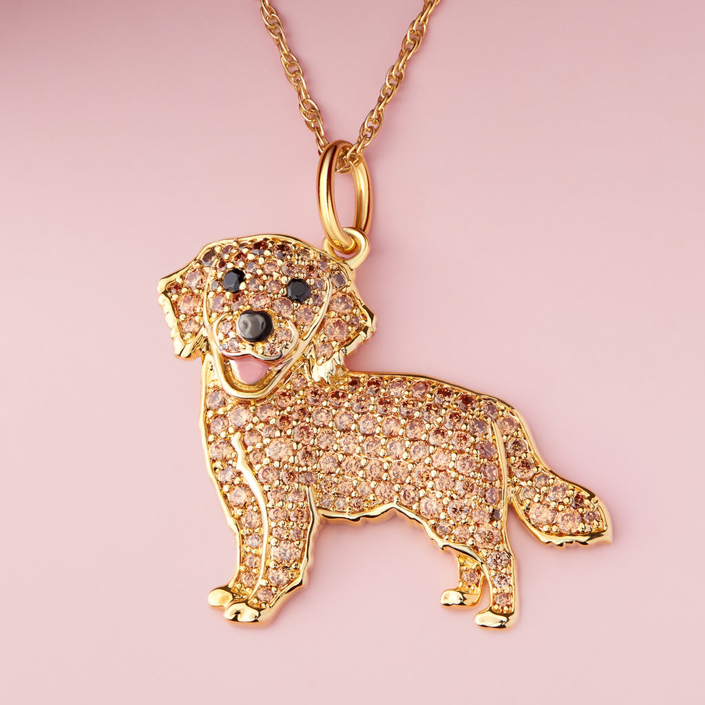 Golden Retriever Sterling Silver Pendant Necklace - Main Image