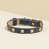Pyramid Studded Dog Collar - Black/Navy/White