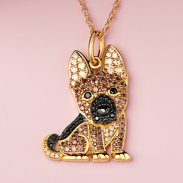 German Shepherd Sterling Silver Pendant Necklace