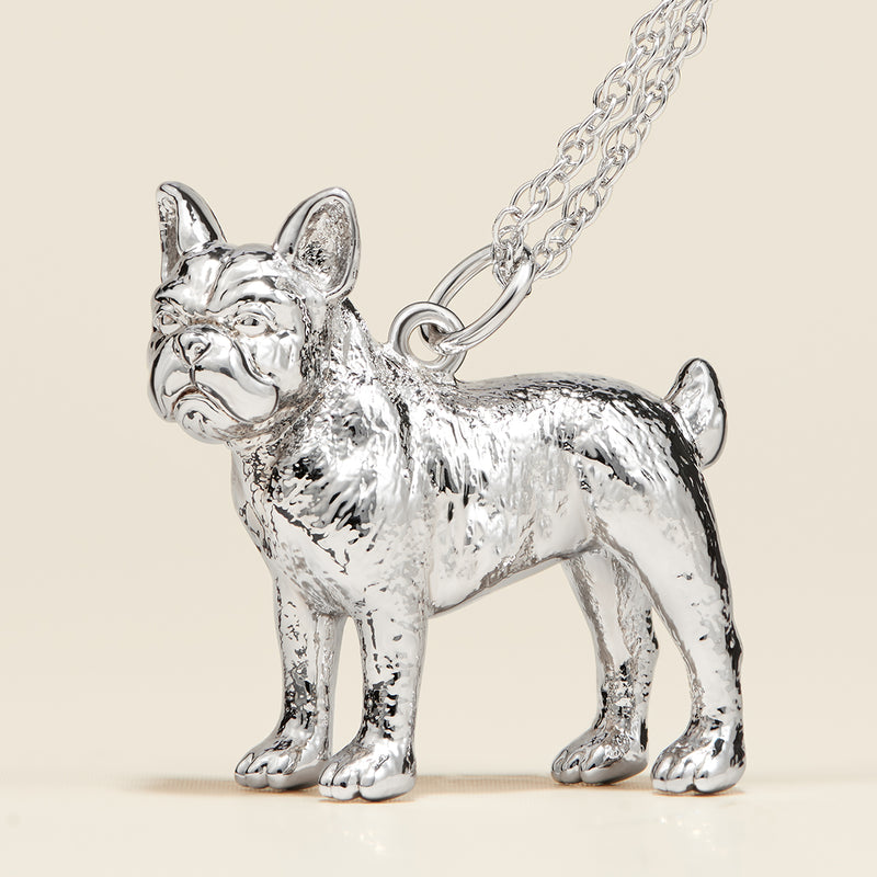 Boston Terrier Sterling Silver Pendant Necklace